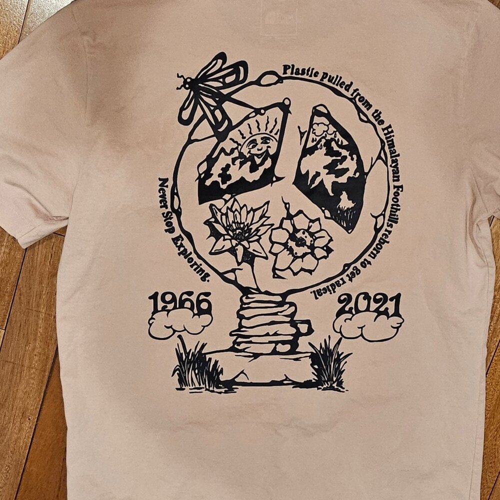 ORIGINAL North Face Peach Pink Logo Never Stop Exploring Tee T-Shirt L